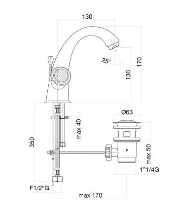 Смеситель Fiore 13CO0623 на раковину хром/золото