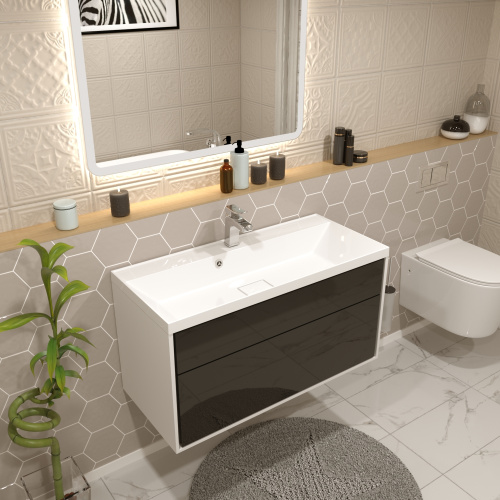 Раковина из искусственного мрамора Stella Polar Бриз SP-00001482 100х45 встраиваемая цвет белый - фото 2