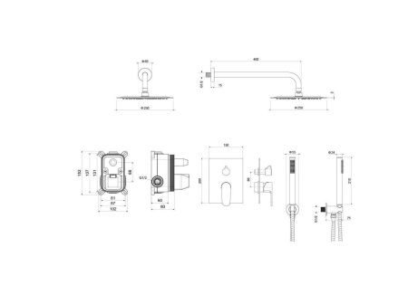 Душевая система Aquatek ОБЕРОН AQ1272MB встраиваемая в стену цвет черный