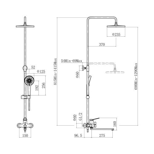 Душевая стойка Fashun A2487 настенная цвет хром - фото 3