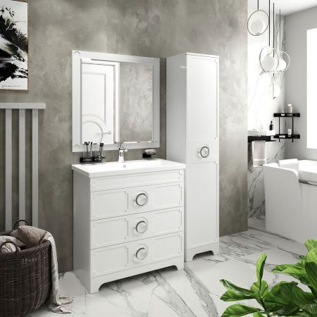 Тумба под раковину Misty Лейла Пр-Лей01080-013Я 80х40 напольная цвет белый