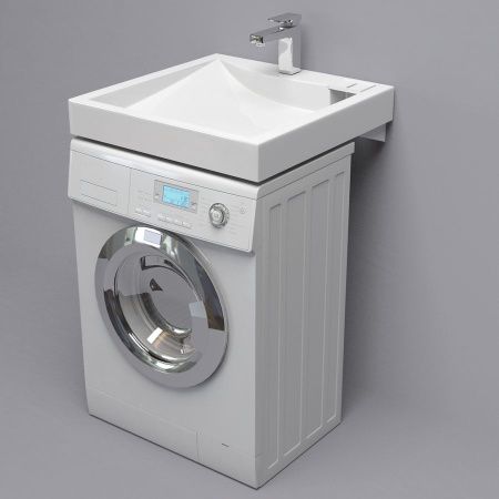 Раковина из искусственного камня Altasan LUX UPP60LUXs 60х60 над стиральной машиной цвет белый 1 отверстие под смеситель