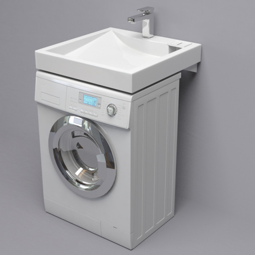 Раковина из искусственного мрамора Altasan LUX UPP60LUXs 60х60 над стиральной машиной цвет белый 1 отверстие под смеситель - фото 2 Раковина из искусственного мрамора Altasan LUX UPP60LUXs 60х60 над стиральной машиной цвет белый 1 отверстие под смеситель - фото 2