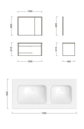 Комплект мебели: тумба с раковиной + зеркало-шкаф Cerutti SPA OGLIO 100 100х50 подвесной цвет серый