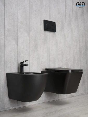 Унитаз подвесной Gid Cuadrado 62225Y черный матовый с сиденьем микролифт безободковый
