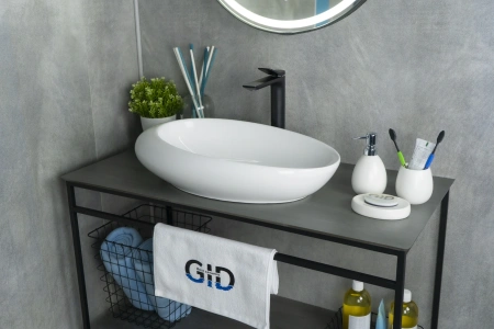 Раковина керамическая Gid Creativo 51167 60х40 накладная цвет белый без отверстий под смеситель