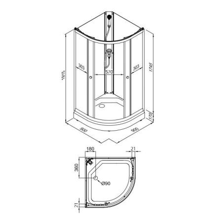Душевая кабина Тритон Лайт Щ0000070695 90х90 четверть круга без крыши ориентация универсальная