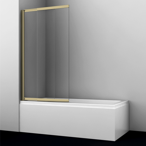 Душевая шторка на ванну WasserKRAFT Schunter 82S 82S02-80 80х140 стекло прозрачное профиль золото матовое - фото 2