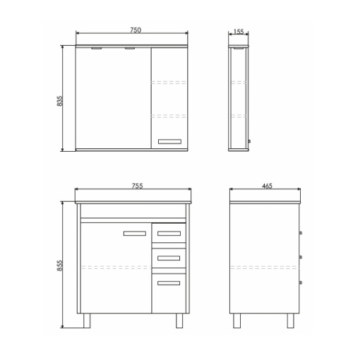 Тумба с раковиной Comforty 00-00004157CF 75,5x46,5x85,5 - фото 2