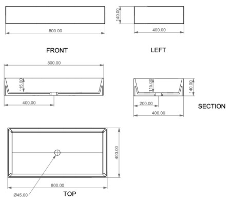 Раковина керамическая GSG Ceramic Design Zenith ZELAVFS80000 80х40 накладная цвет белый без отверстий под смеситель