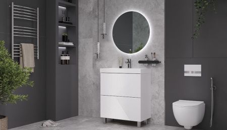 Тумба под раковину Velvex EDGE tn.EDG.9696.70.2Y белый глянец 70х40 напольная цвет белый