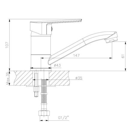Смеситель для кухни Voda SPL15 на мойку хром