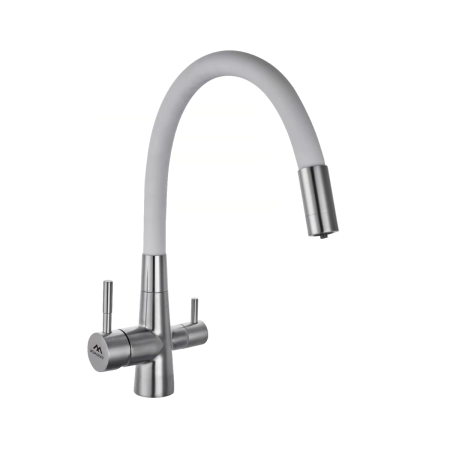 Смеситель для кухни Fashun A54029-8 на мойку белый/сатин