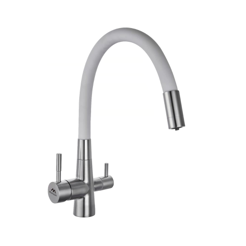 Смеситель для кухни Fashun A54029-8 на мойку сатин/белый - фото 2