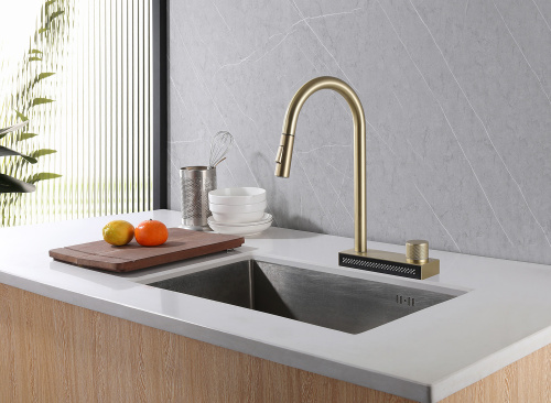 Смеситель для кухни ABBER Wasser Kreis AF8114G на мойку золото матовое - фото 2