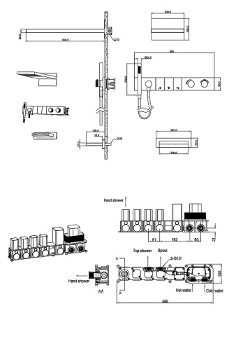 Душевая система Boheme Zodiac 133-2-SGM встраиваемая цвет антрацит - фото 2