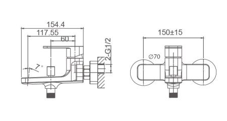 Смеситель для ванны Wonzon & Woghand Arnie WW-693101-MB настенный черный