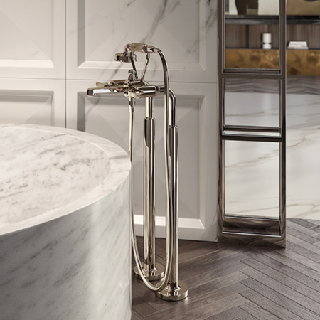 Смеситель для ванны Gessi Venti20 65128#710 напольный латунь (внешняя часть)