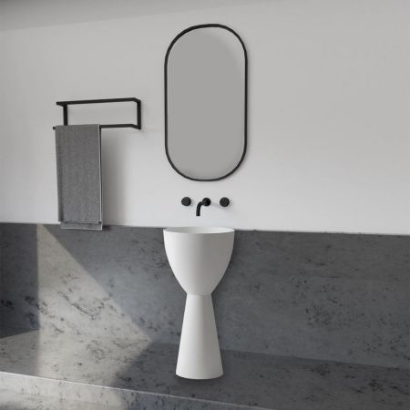 Раковина из искусственного камня Abber STEIN AS2507 50х50 напольная цвет белый без отверстий под смеситель