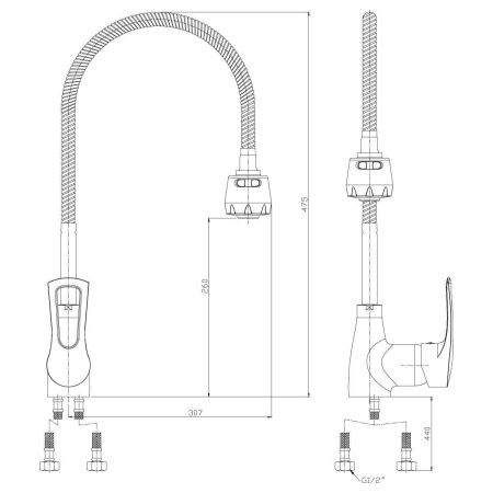 Смеситель для кухни Rossinka T T40-26 на мойку хром