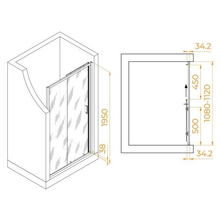 Душевая дверь RGW Passage 41081411-14 110х195 стекло прозрачное профиль черный