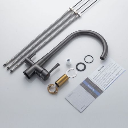 Смеситель для кухни Shevanik S428T на мойку оружейная сталь