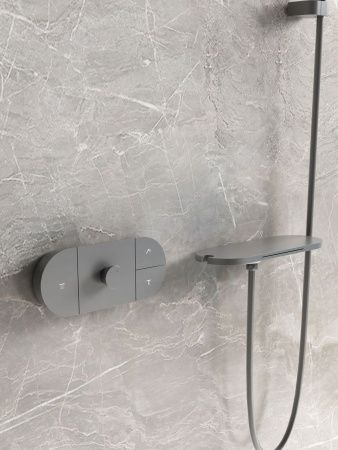 Душевая система Vincea VSFW-2F12TGM встраиваемая в стену цвет вороненая сталь с термостатом