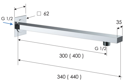 Кронштейн для верхнего душа 40 см Remer 348Q40 хром