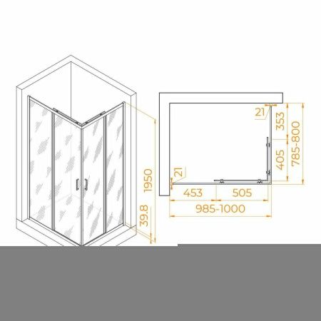 Душевой уголок RGW Passage 3508104080-11 100х80 стекло прозрачное профиль хром без поддона