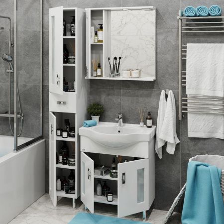 Зеркало-шкаф Onika Кристалл 206705 70х70 подвесной цвет белый