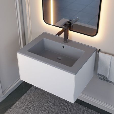 Раковина из искусственного камня Uperwood Parma Quartz 291003002 70х50 полувстраиваемая цвет серый