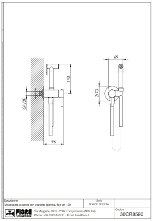 Гигиенический душ со смесителем Fiore Shower 30AA8590 цвет сталь