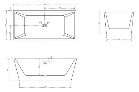 Ванна акриловая Abber AB9224-1.7 170х80 отдельностоящая прямоугольная с каркасом