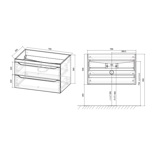 Тумба под раковину Vincea Fine VMC-2F800BT 79.9х50х50 - фото 5