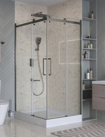 Душевой уголок BelBagno MARINO MARINO-2-AH-2-120/90-C-GM 120х90 стекло прозрачное профиль оружейная сталь без поддона