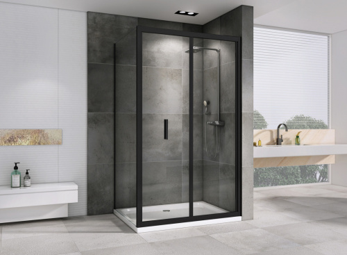 Душевой уголок Abber Sonnenstrand AG07120B-S90B 90х120 стекло прозрачное профиль черный без поддона - фото 2