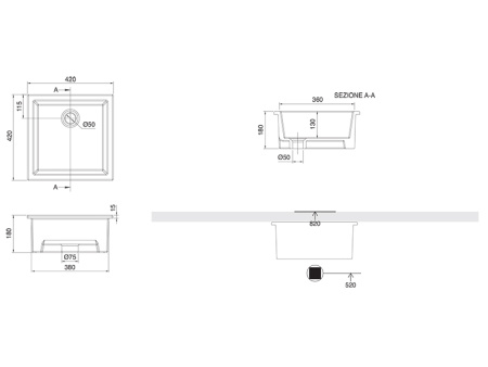 Раковина из санфаянса Scarabeo Gaia-Tech-Miky 8089 42х42 встраиваемая цвет белый