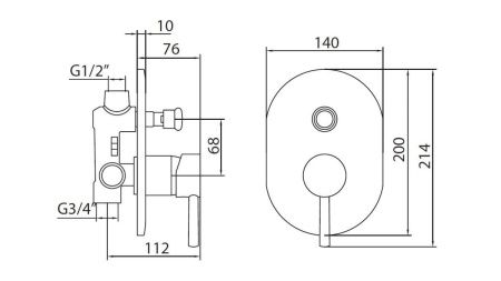 Смеситель для душа Creavit DFC2398 встраиваемый в стену хром