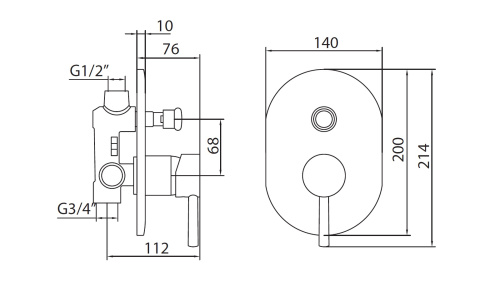 Смеситель для душа Creavit DFC2398 встраиваемый хром - фото 2