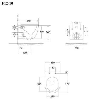 Унитаз подвесной Bond Oval F12-10 белый с сиденьем микролифт безободковый смыв торнадо