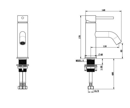 Смеситель Bronze de Luxe SCANDI 1451B на раковину черный