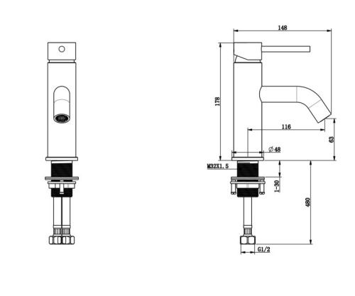 Смеситель Bronze de Luxe SCANDI 1451B на раковину черный - фото 3