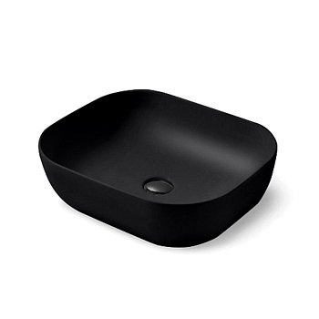 Раковина из сантехнического фарфора Vincea VBS-101MB 50х40 накладная цвет черный матовый без отверстий под смеситель
