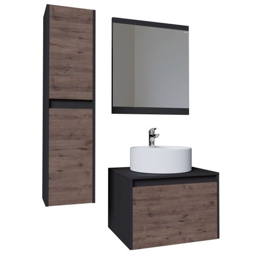 Тумба под раковину Grossman Смарт 106009 60х50 подвесная цвет коричневый/серый