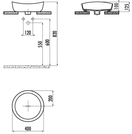 Раковина из сантехнического фарфора Creavit Ruby RB140-00CB42E-0000 40х40 накладная цвет белый