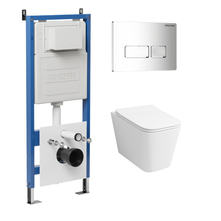 Инсталляция + кнопка смыва + унитаз Grossman Pragma 97.4479SQ.03.100