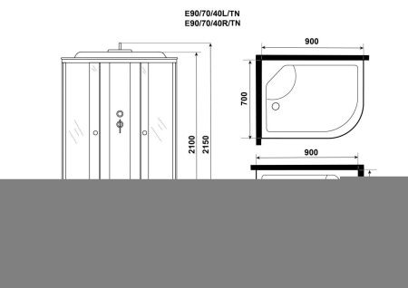 Душевая кабина Niagara Eco E90/70/40L/TN 90х70 асимметричная с крышей ориентация левая