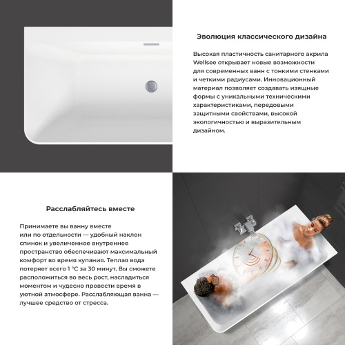 Ванна акриловая Wellsee Bromance 231603000 170х78 пристенная асимметричная с ножками - фото 5 Ванна акриловая Wellsee Bromance 231603000 170х78 пристенная асимметричная с ножками - фото 5