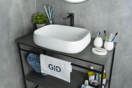 Раковина керамическая Gid Geométrico 51135 60х40 накладная цвет белый без отверстий под смеситель