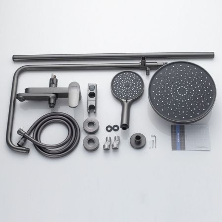 Душевая стойка Shevanik S4336T настенная цвет оружейная сталь